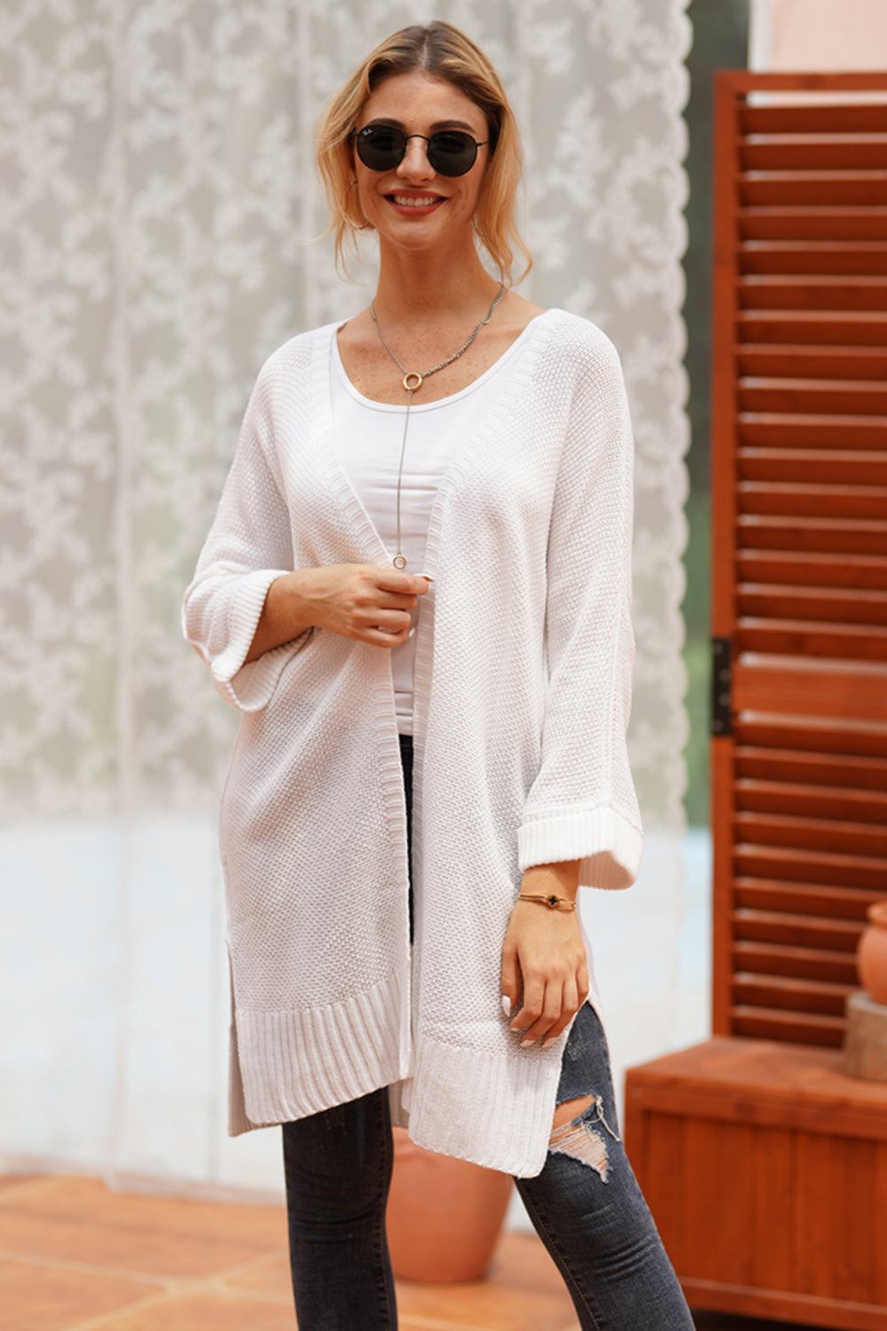 Open Front Long Sleeve Cardigan - ClassiQ