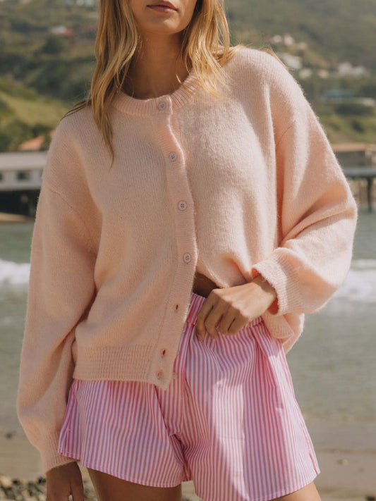Button Down Long Sleeve Cardigan - ClassiQ