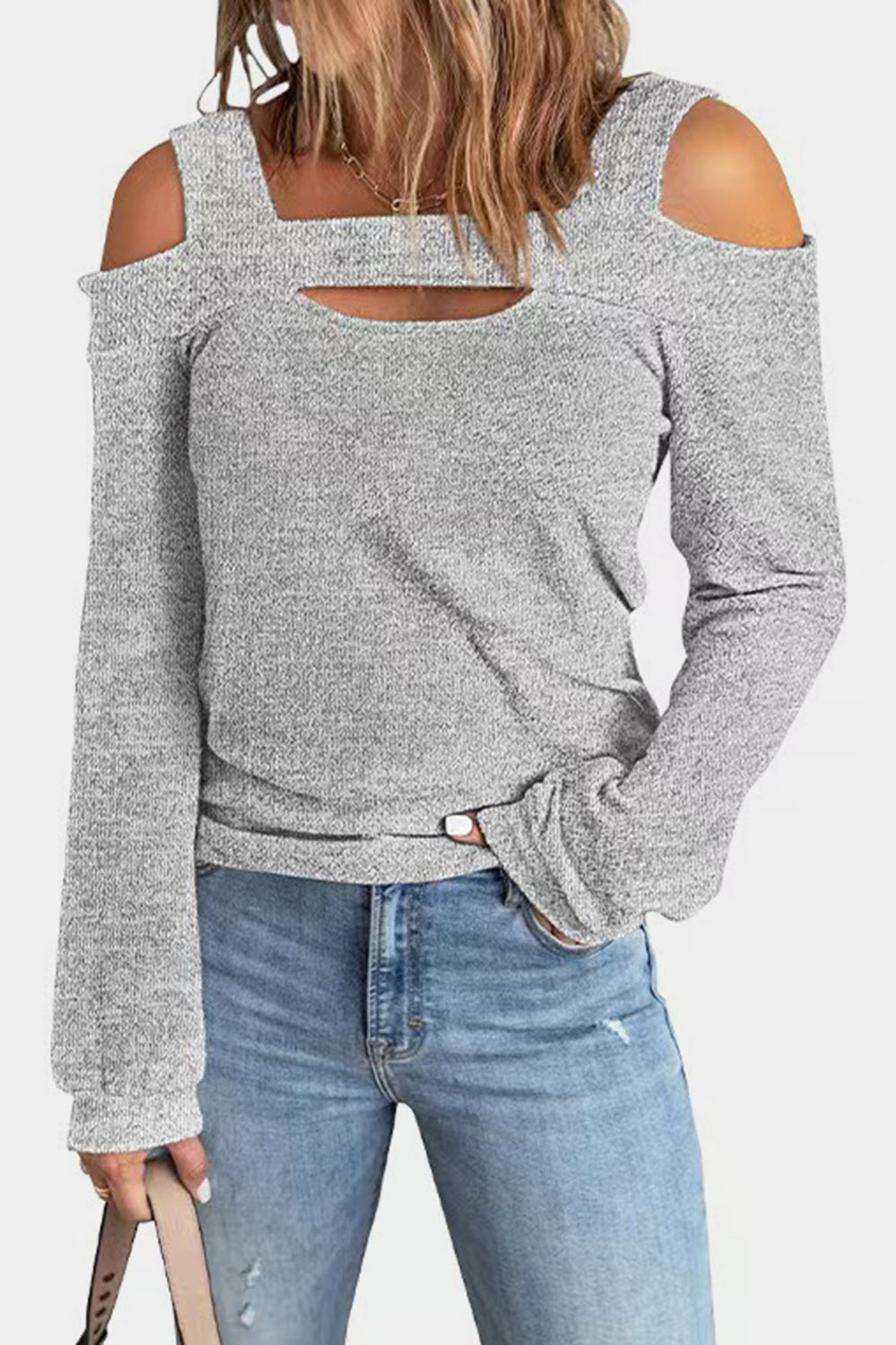 Full Size Cutout Cold Shoulder Blouse - Classique Collection