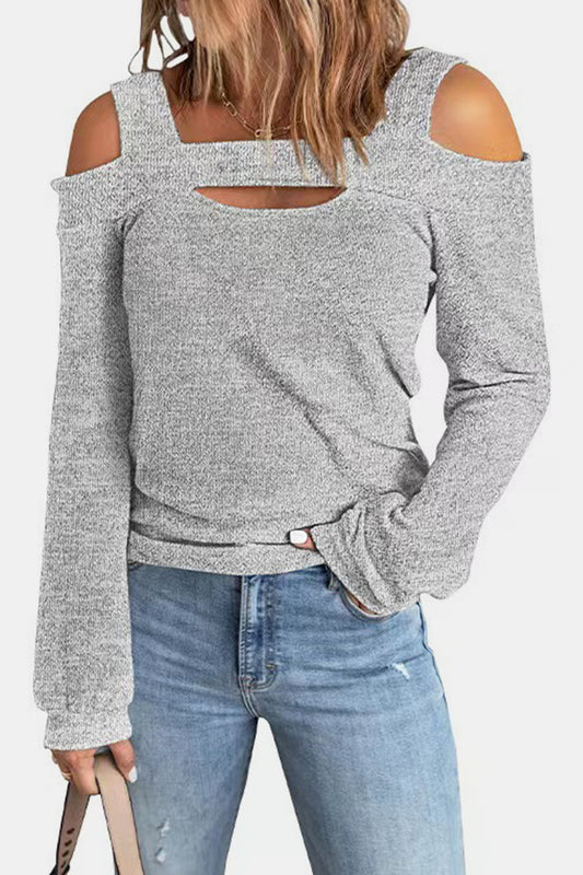 Full Size Cutout Cold Shoulder Blouse - Classique Collection