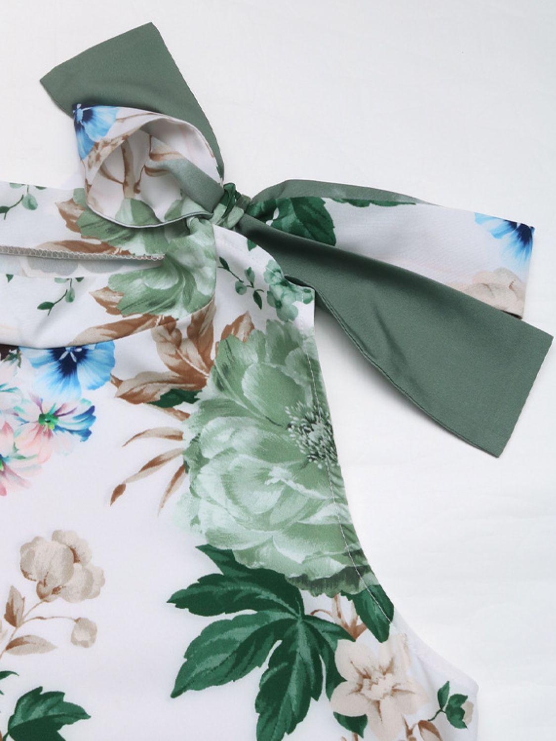 Tied Flower Printed Mock Neck Top - Classique Collection