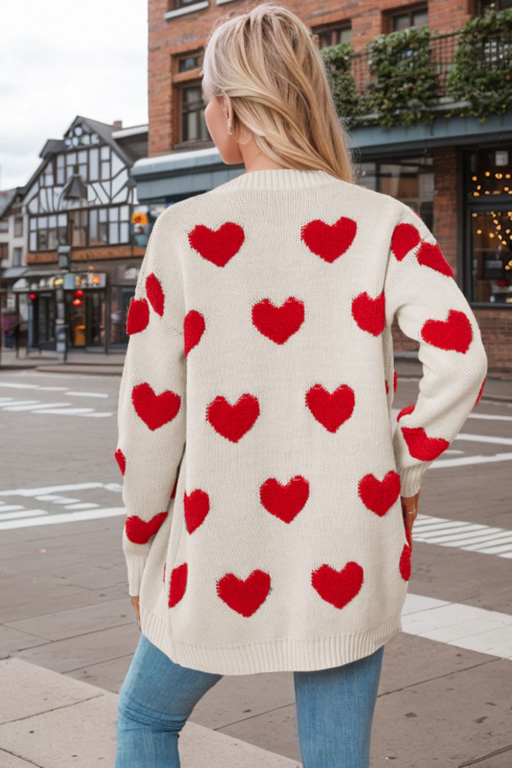 Heart Button Down Long Sleeve Cardigan - ClassiQ