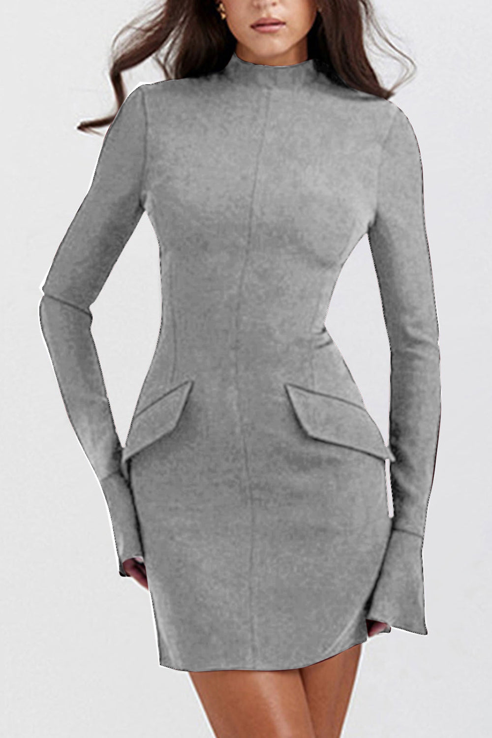 Mock Neck Long Sleeve Mini Dress - Classique Collection
