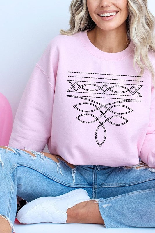 Western Boot Stitch Graphic Plus Sweatshirt - Classique Collection