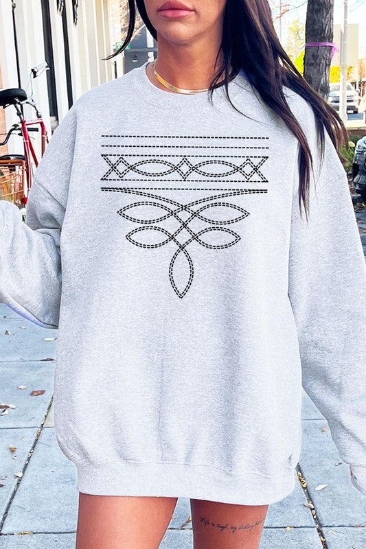 Western Boot Stitch Graphic Plus Sweatshirt - Classique Collection