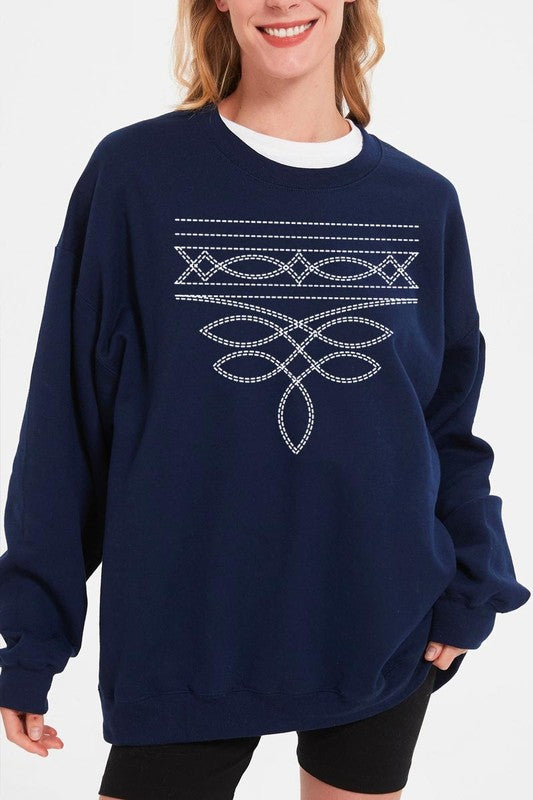 Western Boot Stitch Graphic Plus Sweatshirt - Classique Collection