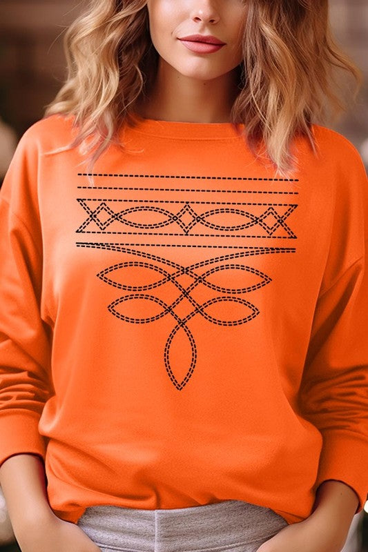 Western Boot Stitch Graphic Plus Sweatshirt - Classique Collection