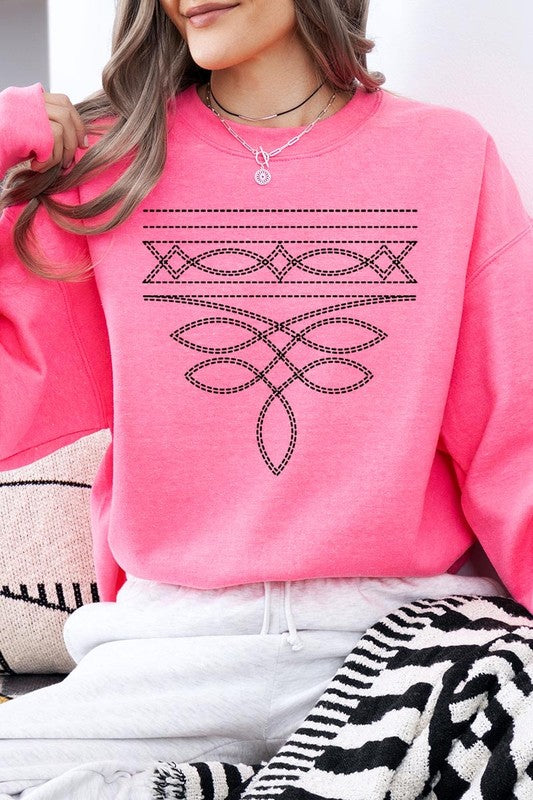 Western Boot Stitch Graphic Plus Sweatshirt - Classique Collection