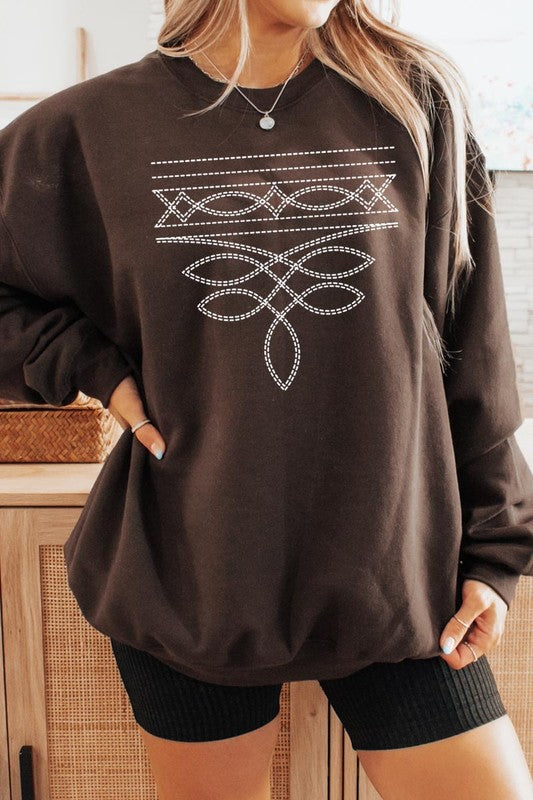 Western Boot Stitch Graphic Plus Sweatshirt - Classique Collection