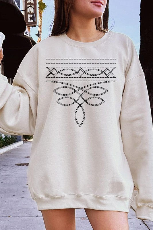 Western Boot Stitch Graphic Plus Sweatshirt - Classique Collection