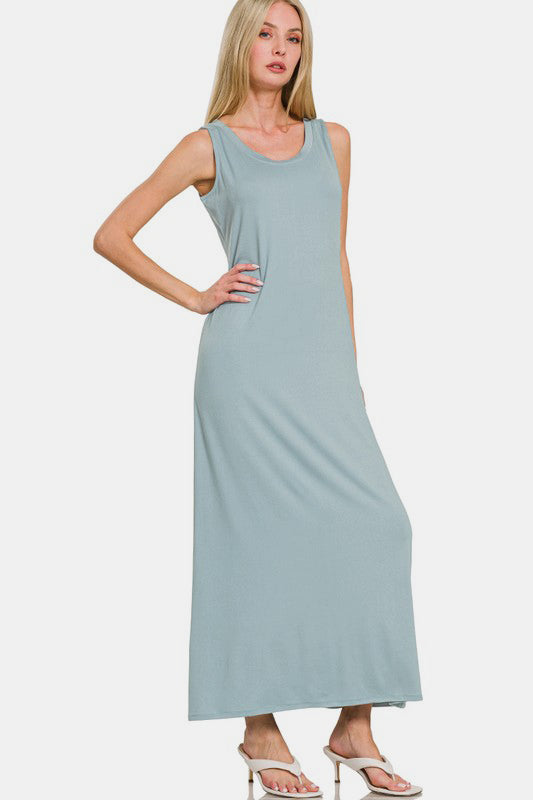 Zenana Scoop Neck Wide Strap Tank Dress - Classique Collection