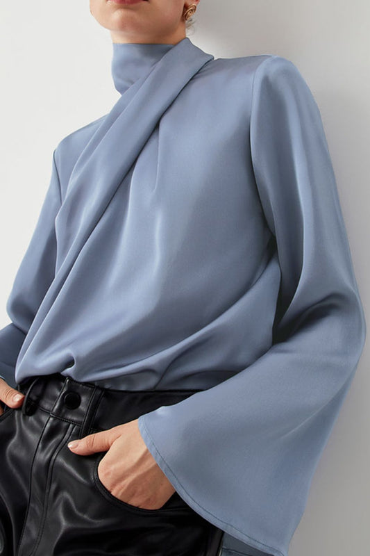 Cutout Turtleneck Long Sleeve Blouse - Classique Collection