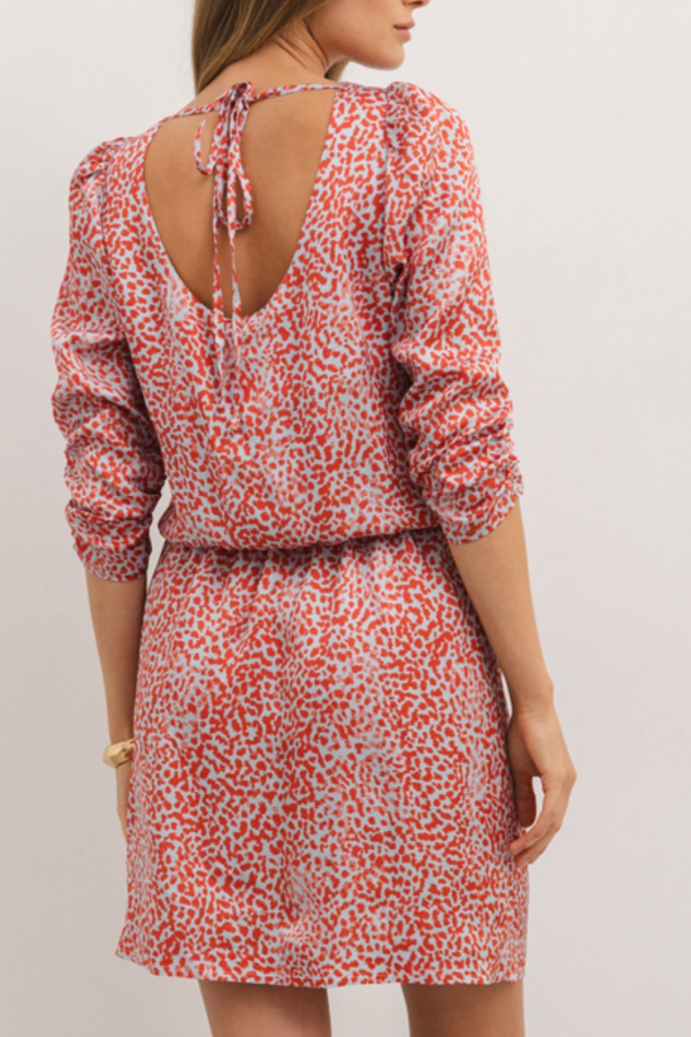 Slit Tied Printed Round Neck Mini Dress - Classique Collection