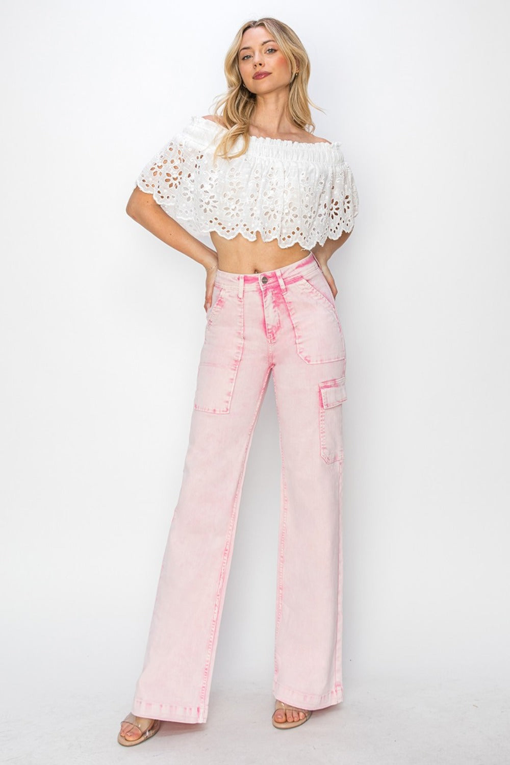 RISEN Full Size High Rise Cargo Pocket Jeans - Classique Collection