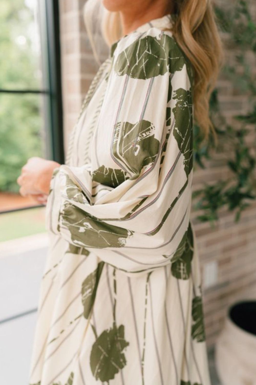 Printed Tie Neck Three-Quarter Sleeve Mini Dress - Classique Collection