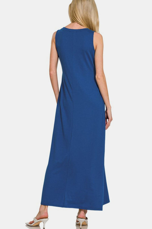 Zenana Scoop Neck Wide Strap Tank Dress - Classique Collection