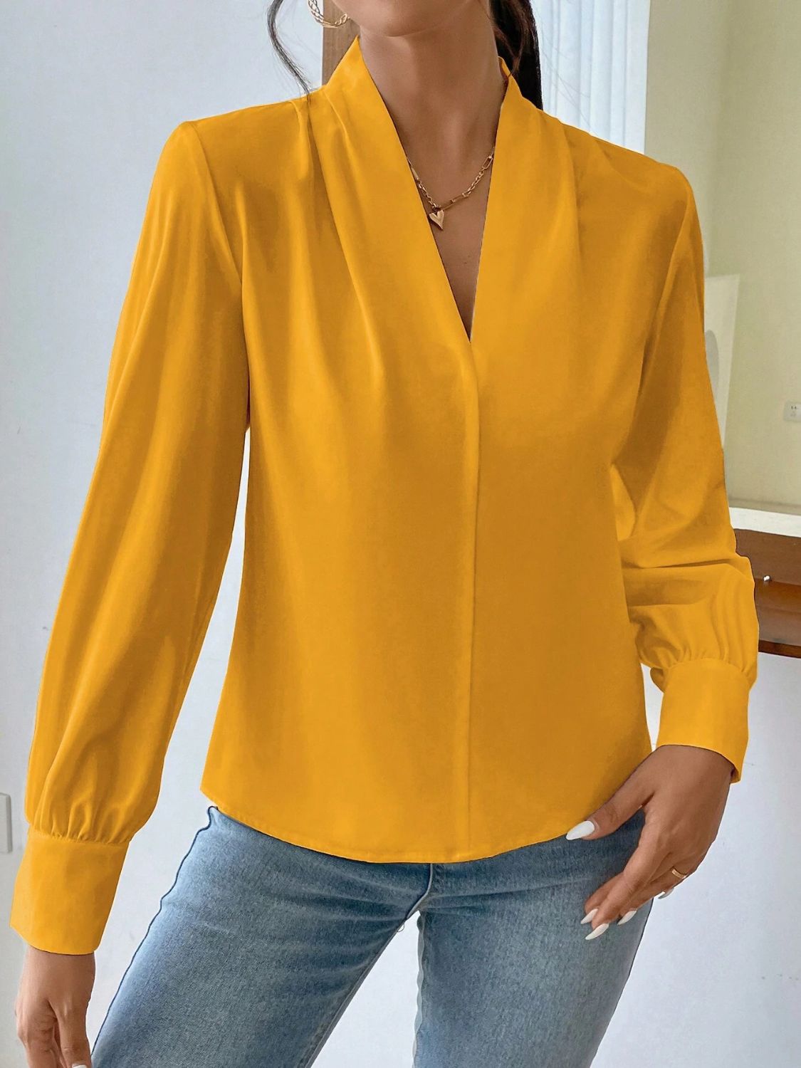 V Neck Long Sleeve Top - Classique Collection