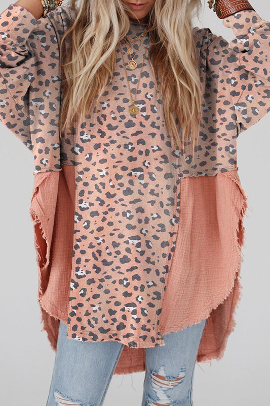 Textured Leopard Dropped Shoulder Blouse - Classique Collection