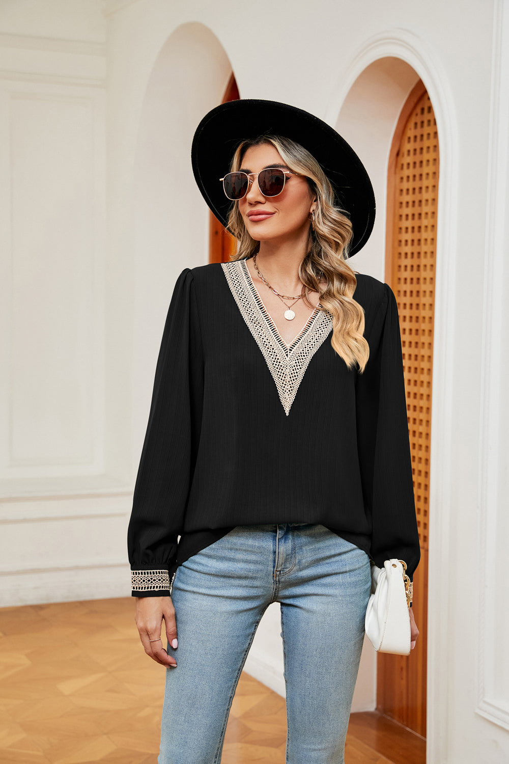 Contrast Puff Sleeve Blouse - Classique Collection