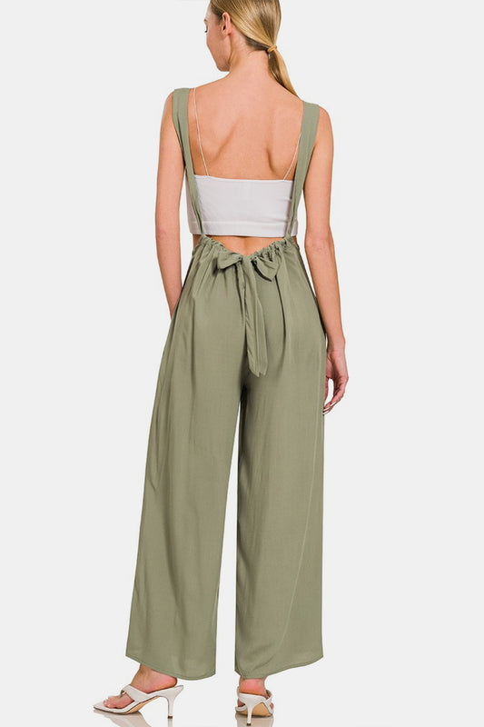 Zenana Pocketed Wide Strap Wide Leg Overalls - Classique Collection