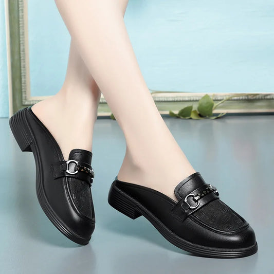 British Summer Hollow Mesh Breathable Slippers Woman 2024 Cover Toe Soft Sole Luxury Flat New Fashion Rome Slides Casual Shoes