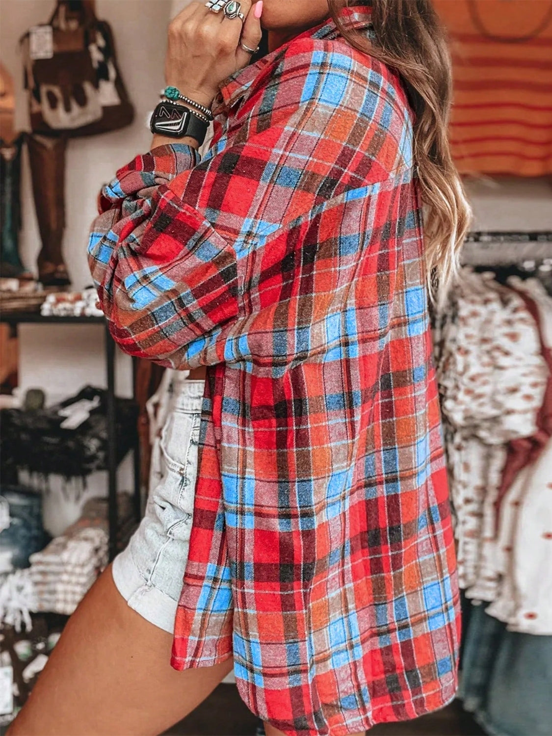 Plaid Collared Neck Long Sleeve Shirt - Classique Collection