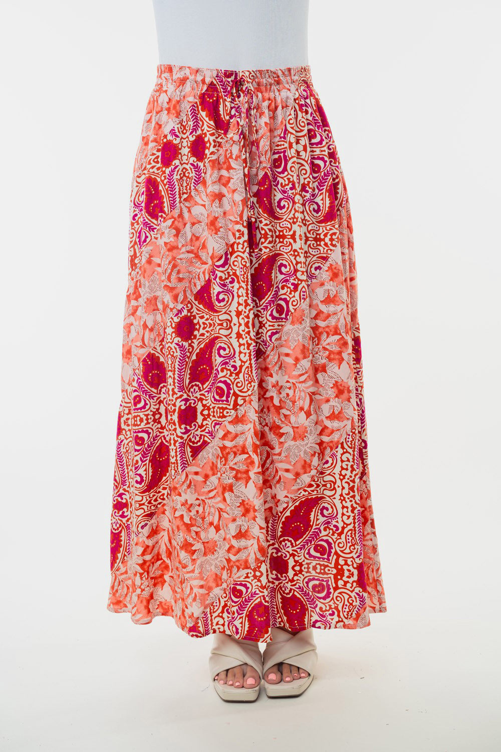 White Birch Full Size High Waisted Floral Woven Skirt - Classique Collection