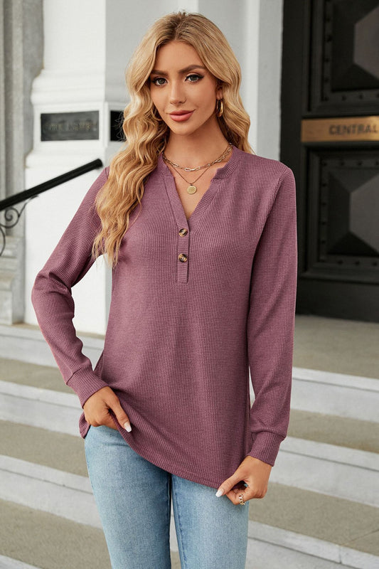 V-Neck Long Sleeve Blouse - Classique Collection