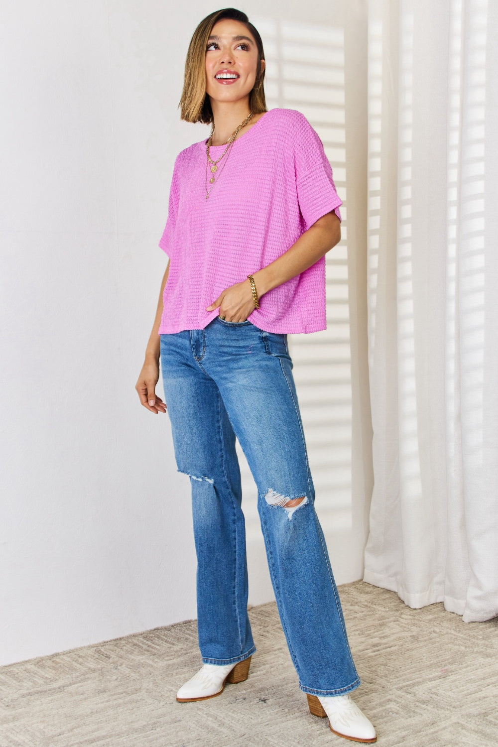 Zenana Full Size Round Neck Short Sleeve Top - Classique Collection