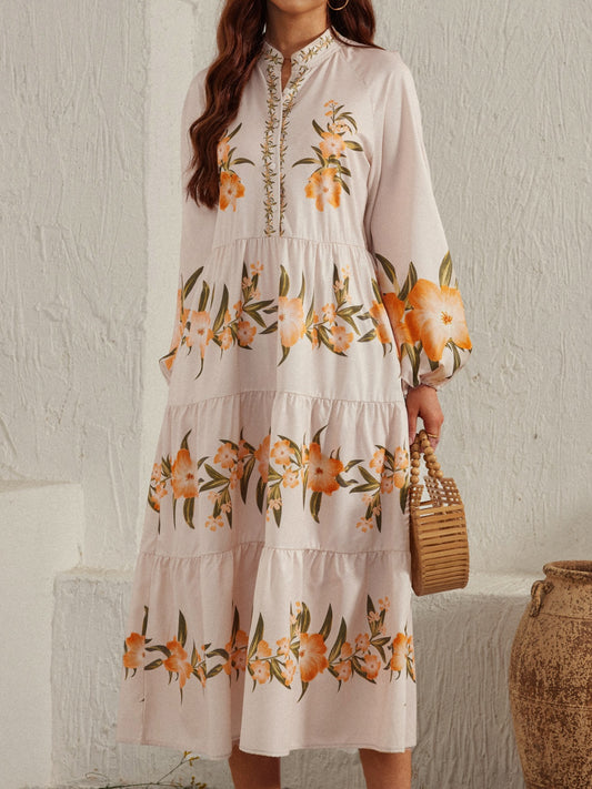 Printed Long Sleeve Midi Dress - Classique Collection