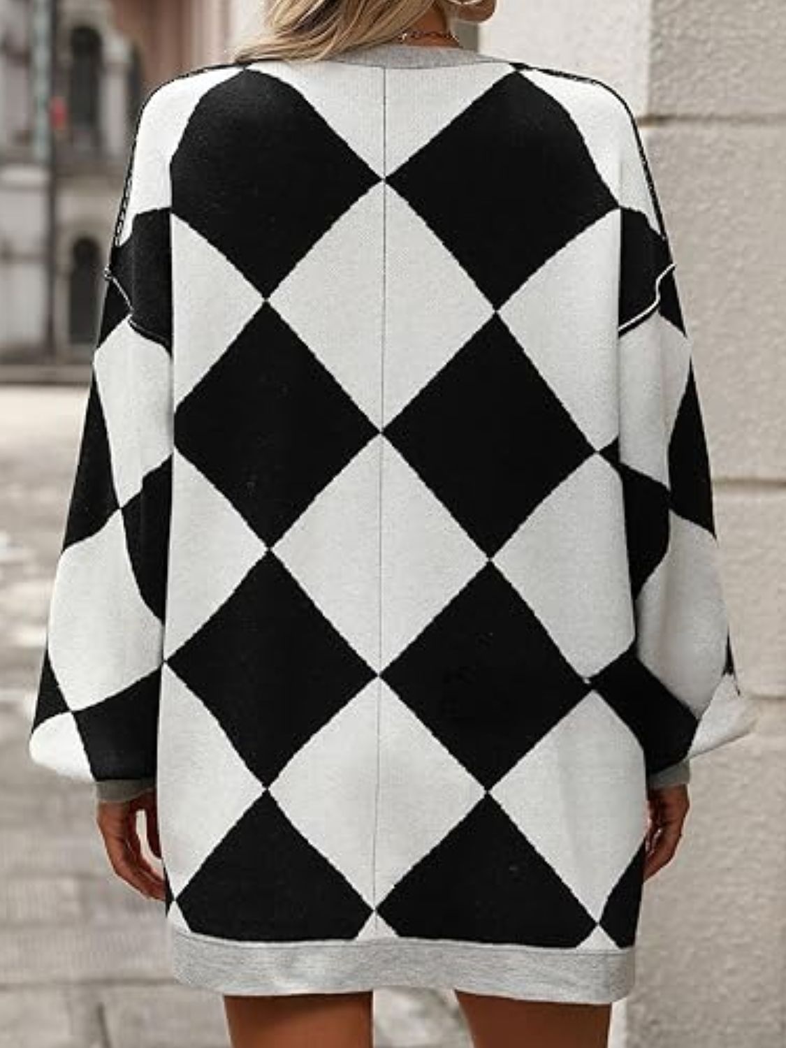 Color Block Button Down Long Sleeve Cardigan - ClassiQ