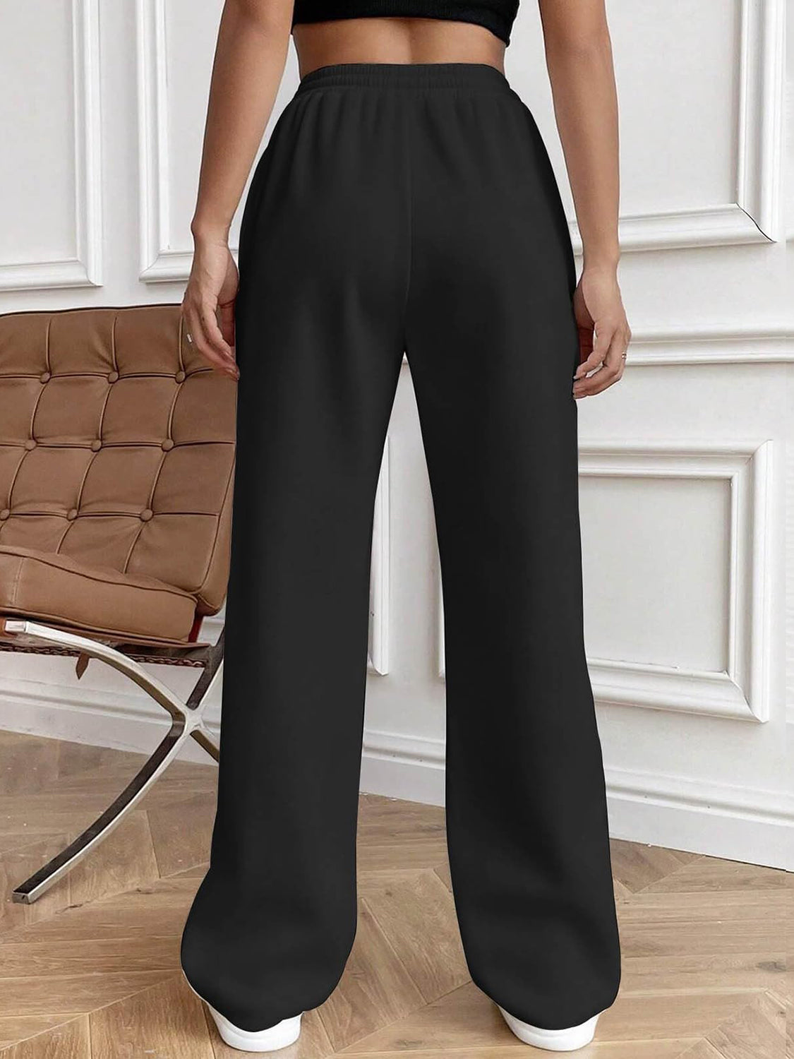 Drawstring Elastic Waist Pants with Pockets - ClassiQ