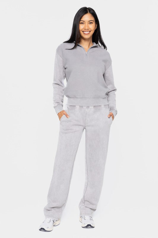 Mono B Elastic Waist Fleece Pants with Pockets - Classique Collection