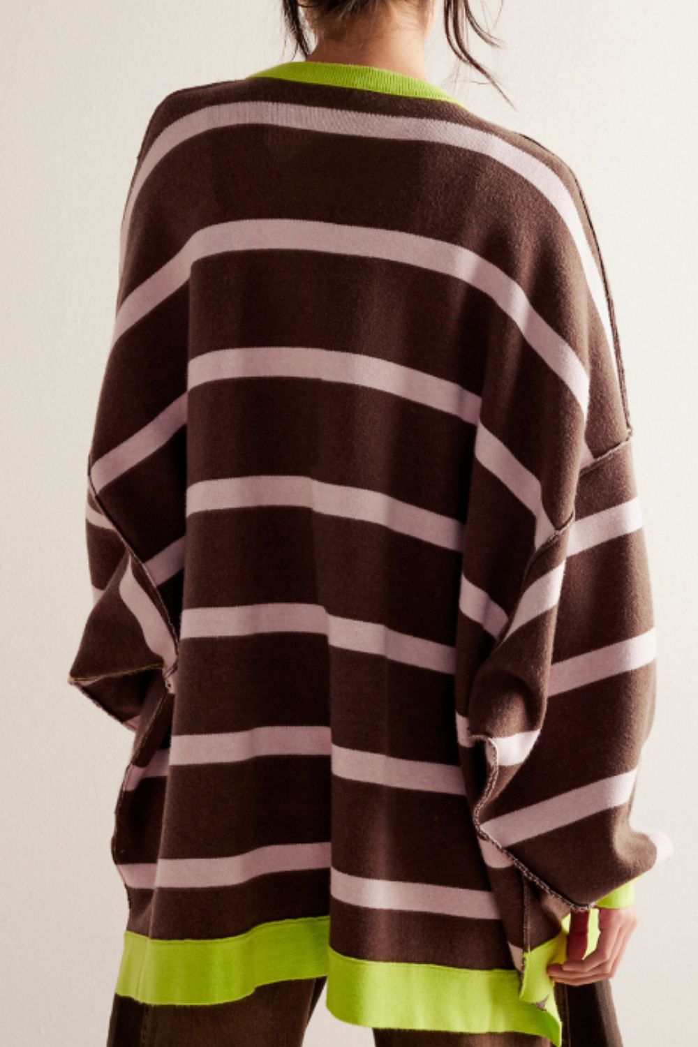 Contrast Stripes Button Down Long Sleeve Cardigan - ClassiQ