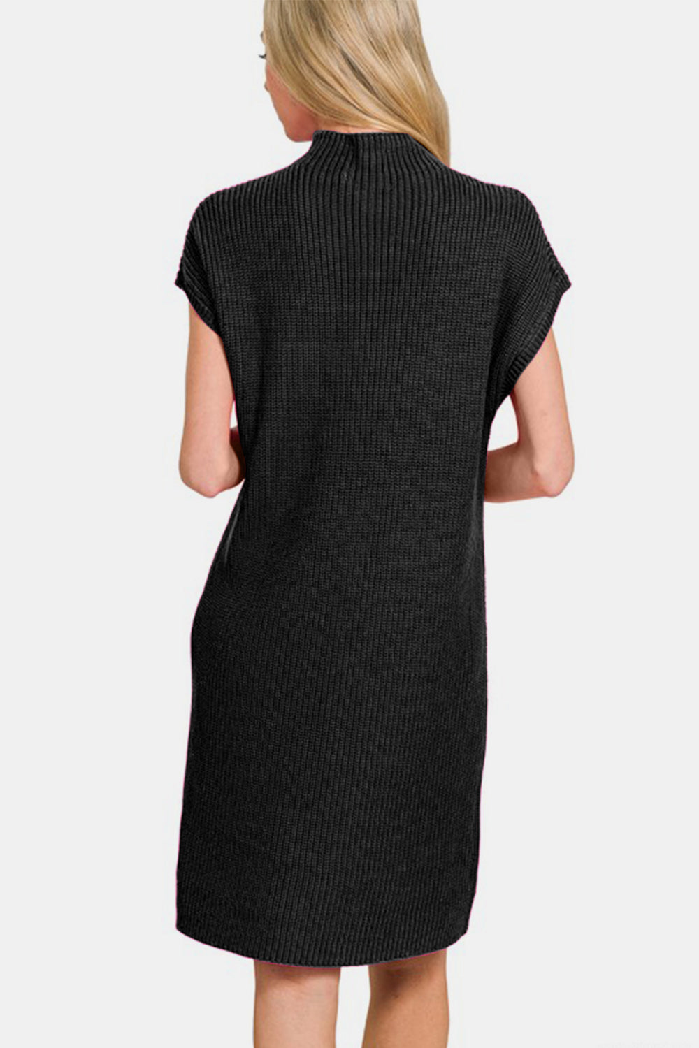 Zenana Mock Neck Short Sleeve Sweater Dress - Classique Collection