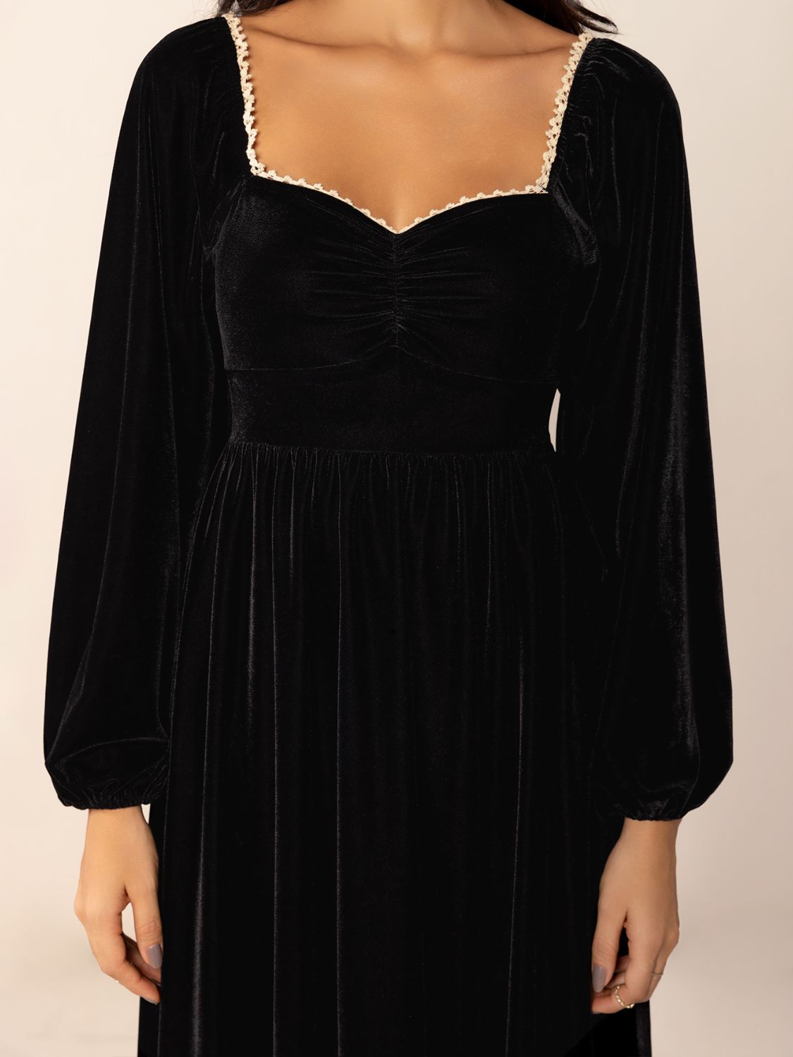 Sweetheart Neck Long Sleeve Midi Dress - Classique Collection