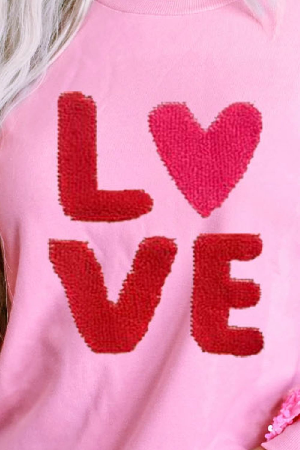 LOVE Sequin Dropped Shoulder Sweatshirt - ClassiQ