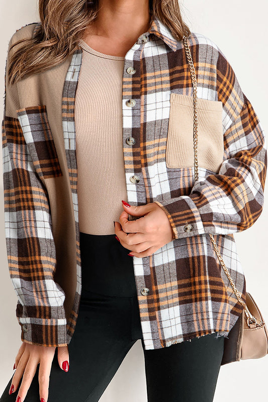 Plaid Button Up Long Sleeve Shacket - Classique Collection