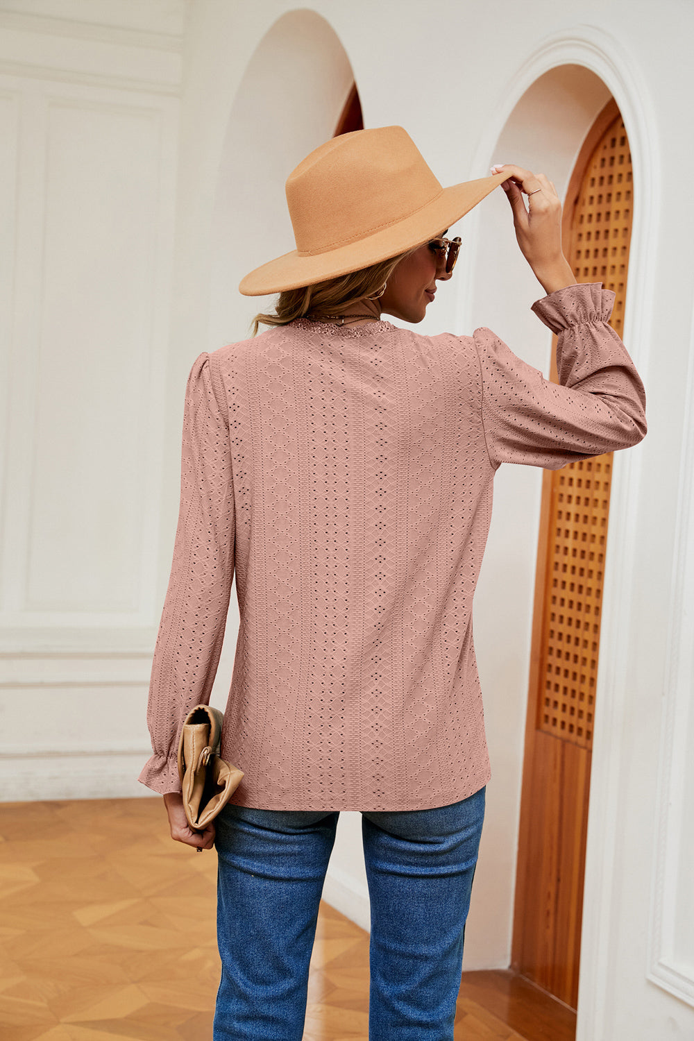 V-Neck Flounce Sleeve Blouse - Classique Collection