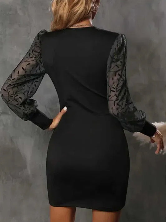 Ruched Surplice Long Sleeve Dress - Classique Collection
