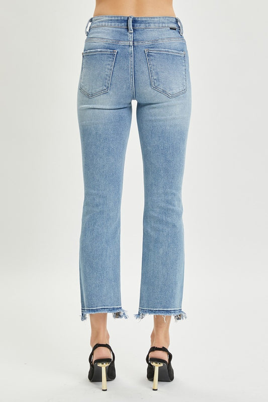 RISEN Full Size High Rise Distressed Cropped Straight Jeans - Classique Collection