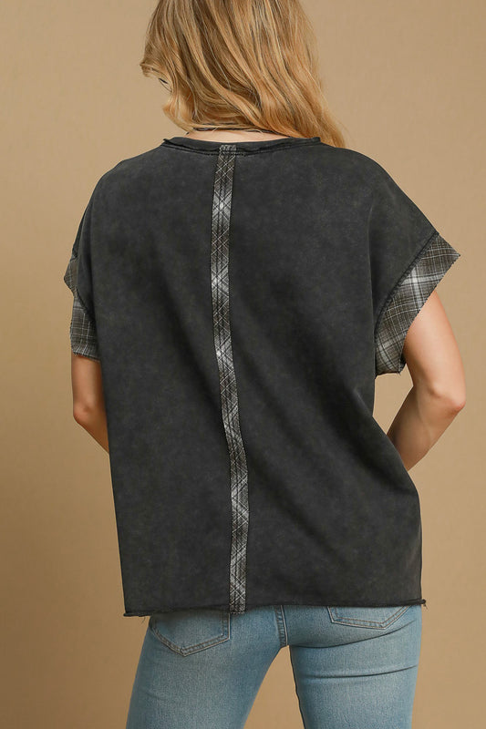 Umgee Peace Applique Round Neck French Terry Top - Classique Collection