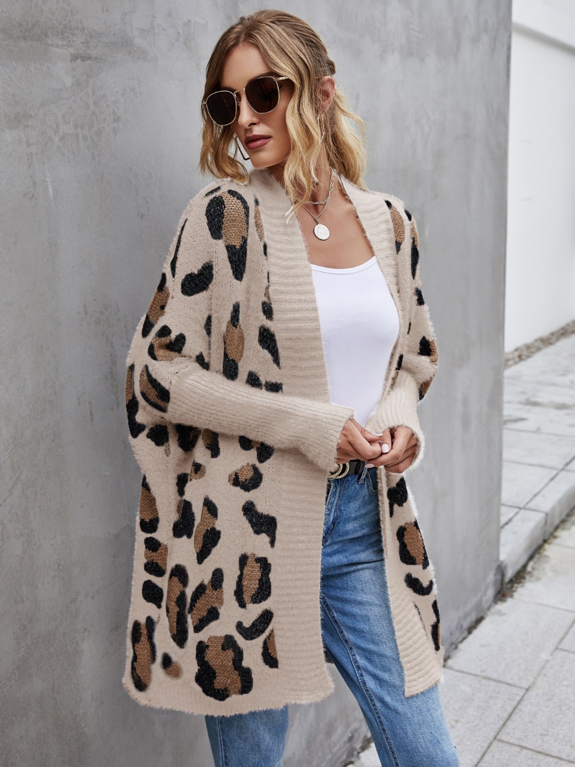 Angel Wings Leopard Pattern Fuzzy Cardigan - ClassiQ