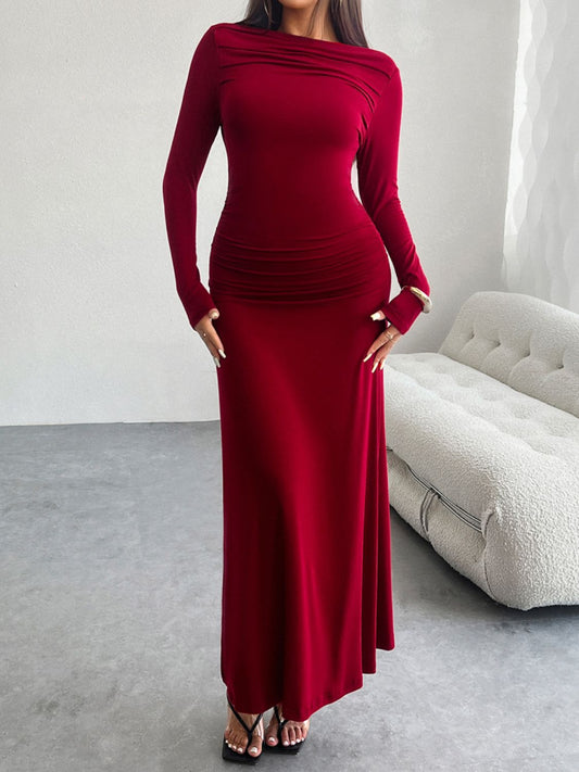 Devine Ruched Long Sleeve Maxi Dress - Classique Collection