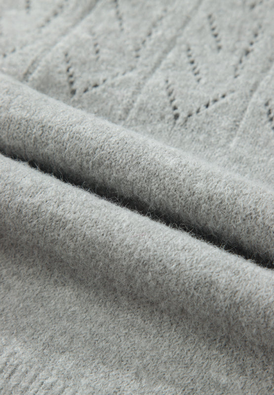 Openwork Button Down Long Sleeve Cardigan - ClassiQ