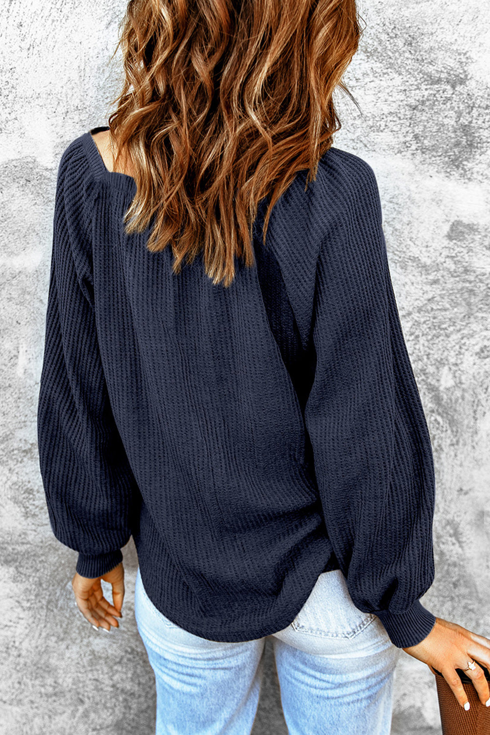 Square Neck Waffle-Knit Top - Classique Collection