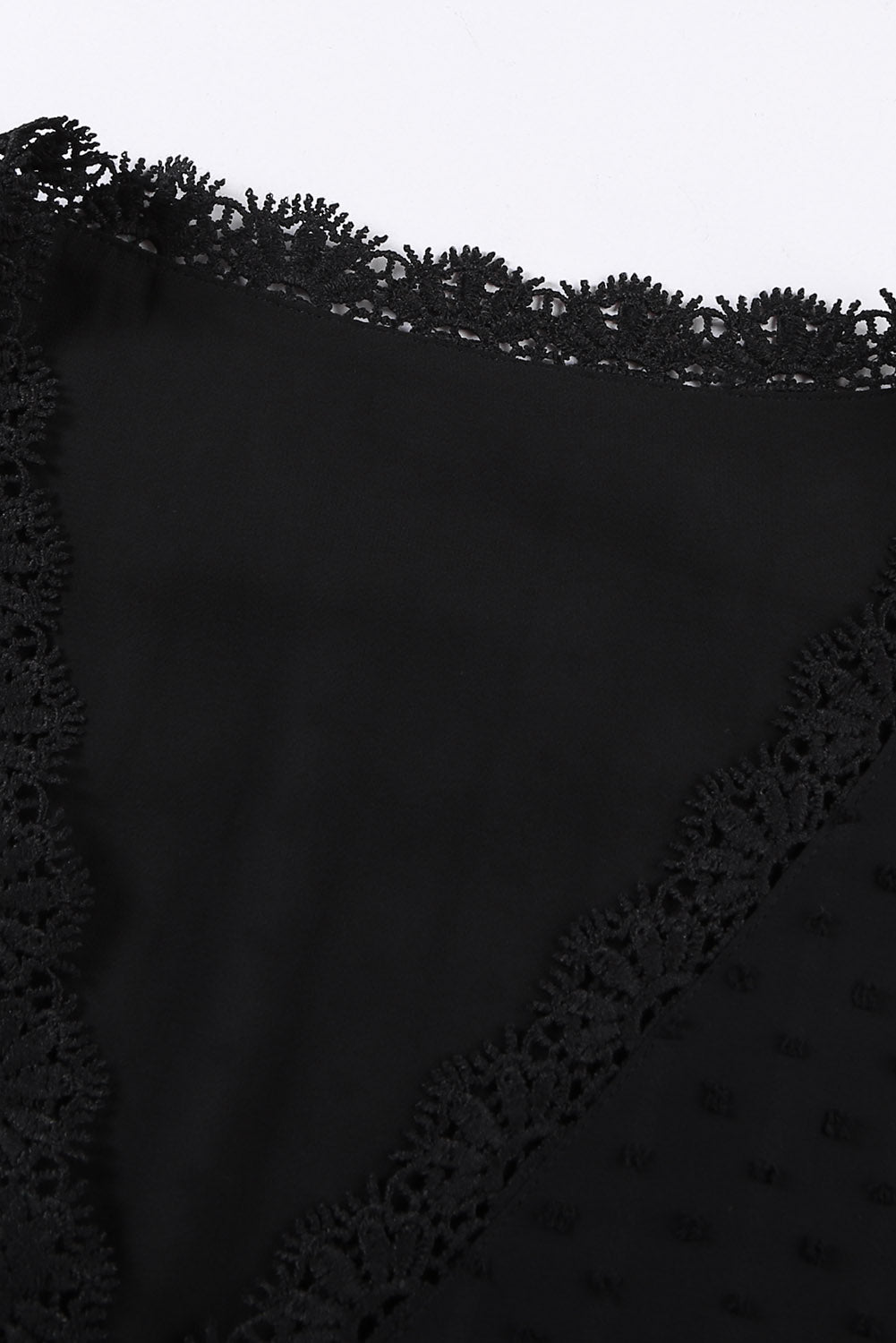 Plus Size Swiss Dot Spliced Lace V-Neck Blouse - Classique Collection