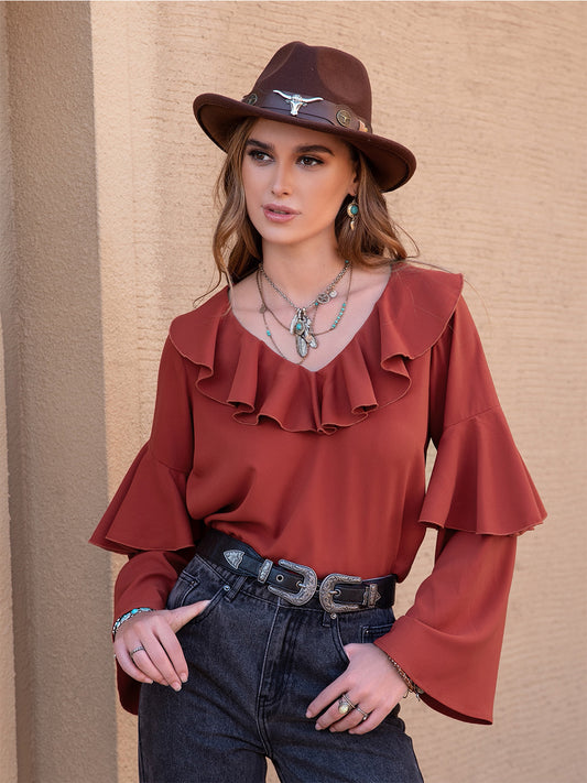 Statement Collar Long Sleeve Blouse - Classique Collection