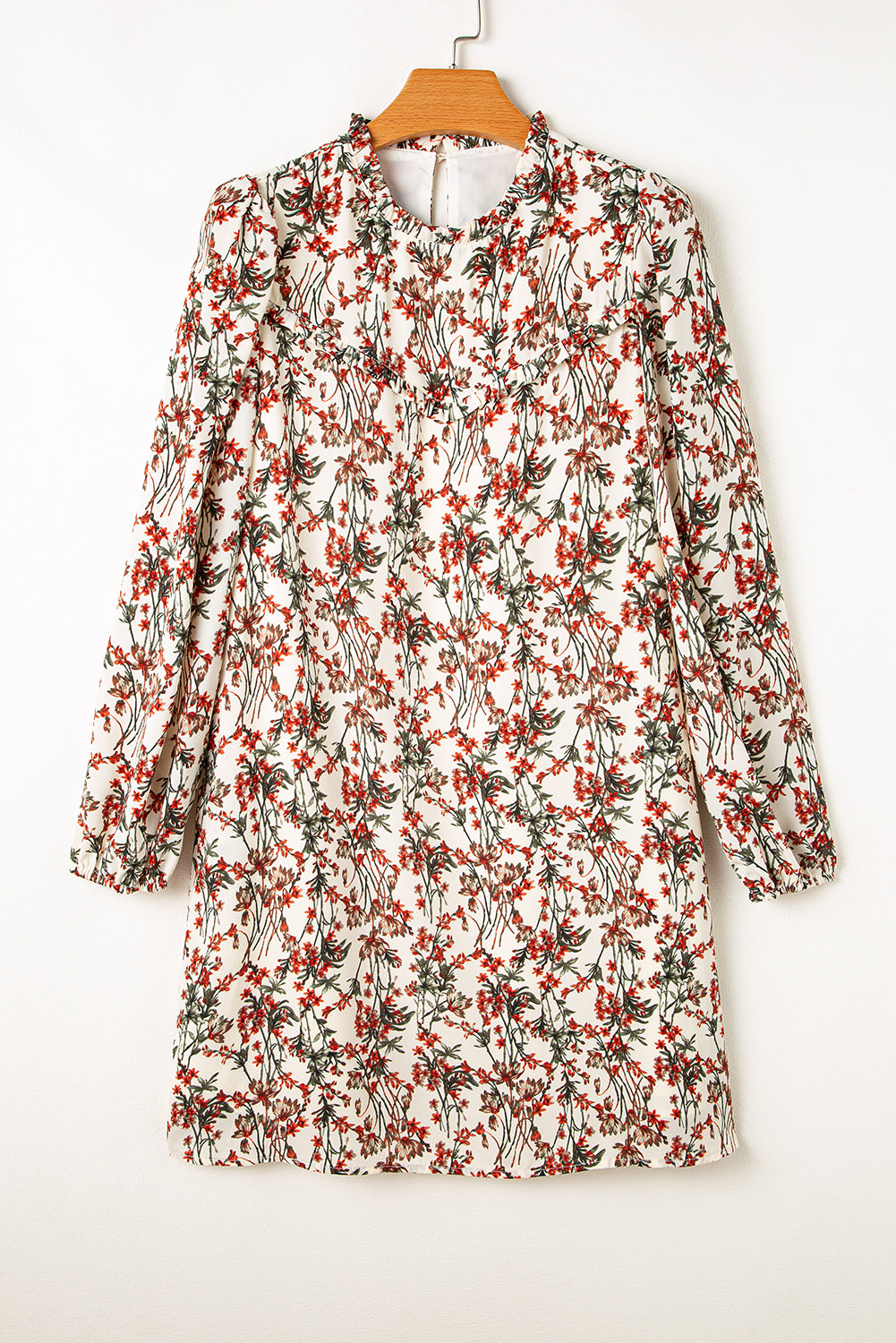 Floral Round Neck Long Sleeve Dress - Classique Collection