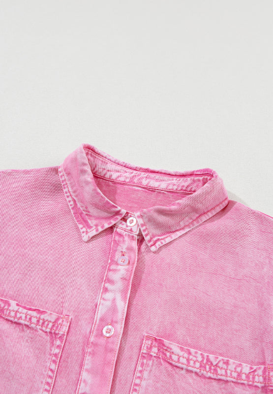 Collared Neck Button Down Mini Denim Dress - Classique Collection